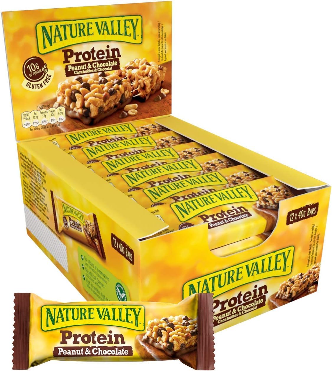 Nature Valley Protein Bars Peanut & Chocolate 12 x 40g - Out of Date
